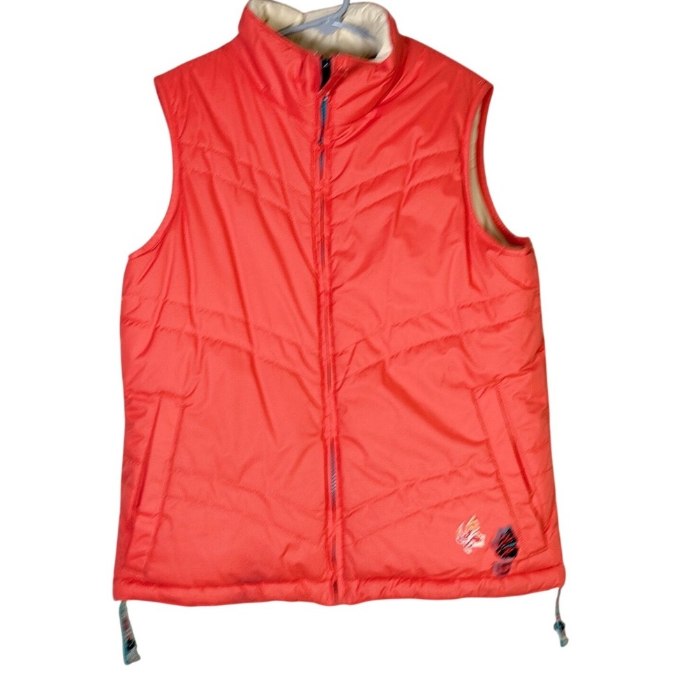 Burton Kids Puffer Vest‎ Coral Pink Embroidered Butterflies Size L 10 12